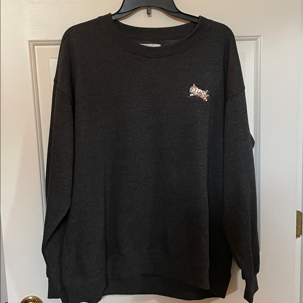 C&C California Cozy Holiday Tangled Kitty Embroidered Fleece Sweatshirt-Medium